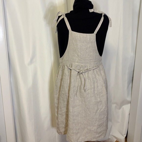 Natural linen pinafore small handmade cottage crunchy adjustable straps - Picture 3 of 5